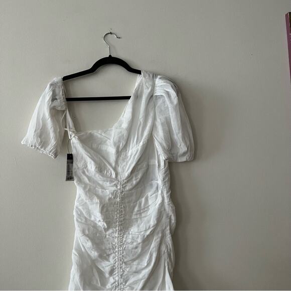 Isabel Marant Lecia Asymmetric Ruched White Mini Dress - Picture 3 of 9